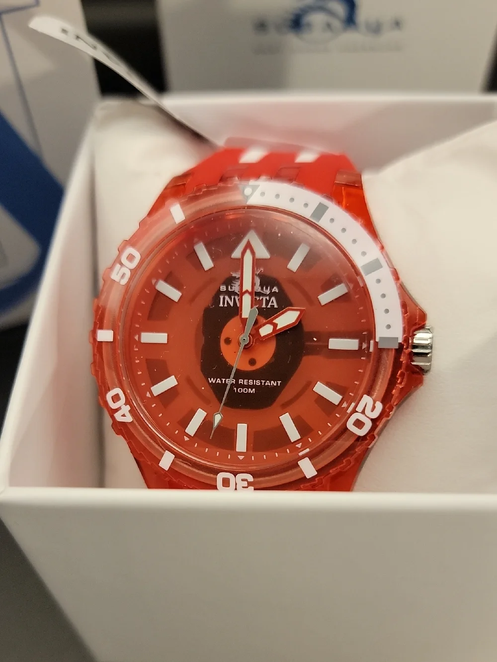 69450 Invicta Subaqua Men's Analog Watch - 44mm Red Case Red White Silicone Band